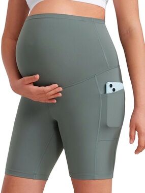 CRZ YOGA Maternity‎ Biker Shorts in Grey Sage